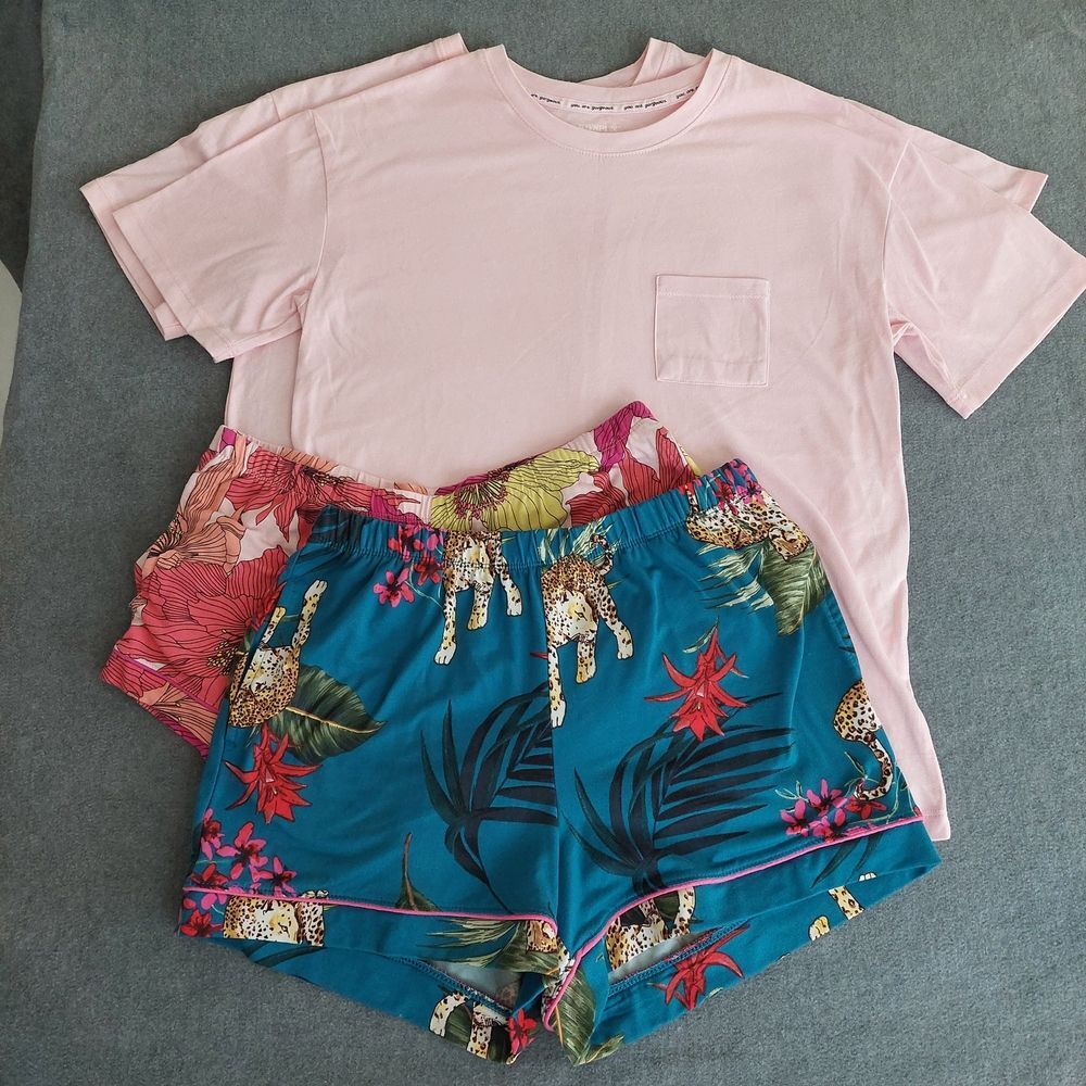 Joyspun Pajama Bundle (Set of 2) XS Pink Tees & Tropical Shorts